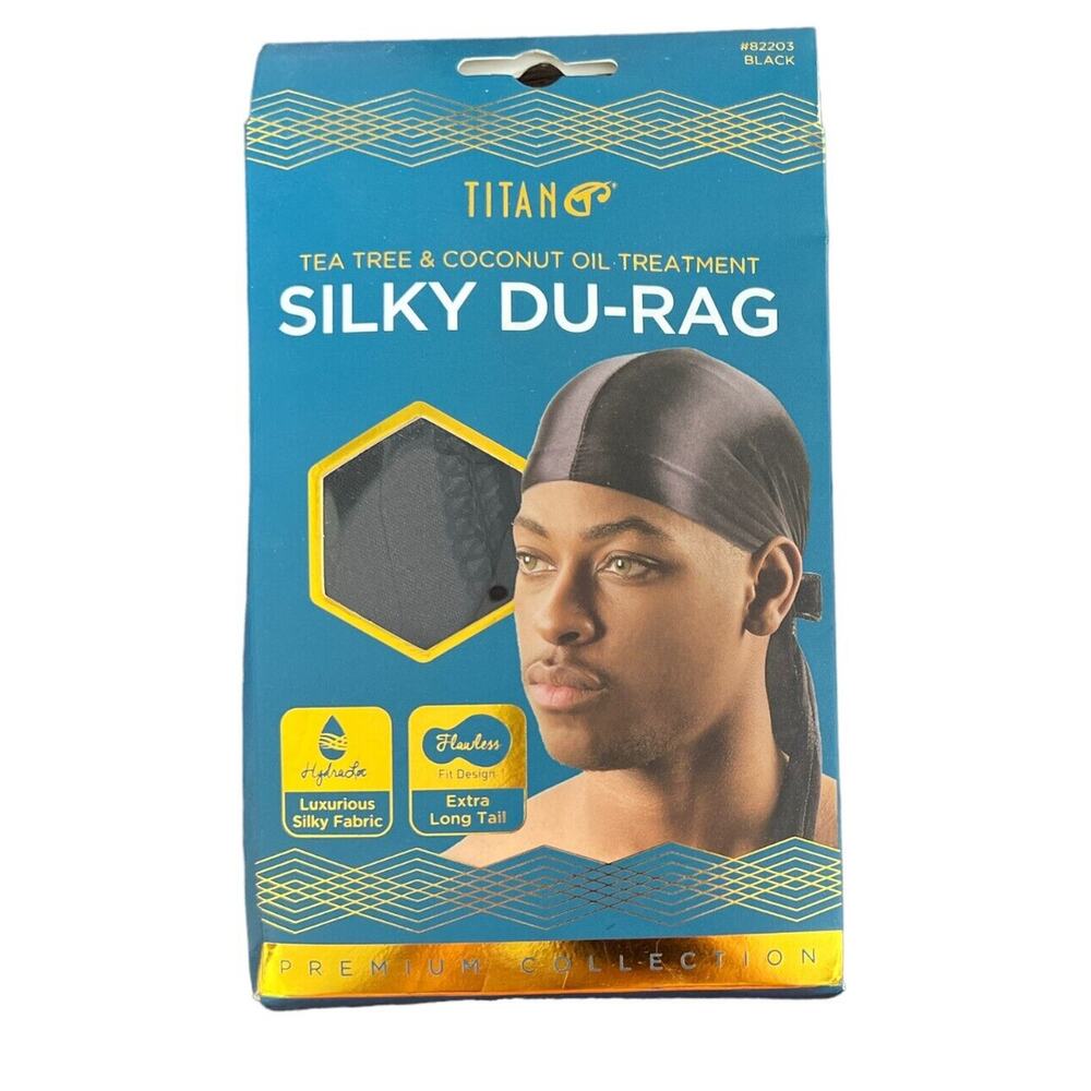 Titan Premium Silky Du-Rag - Tea Tree & Coconut Oil Treatment - #82203 Black